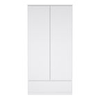 Naia Wardrobe with 2 Doors 1 Drawer in White High Gloss