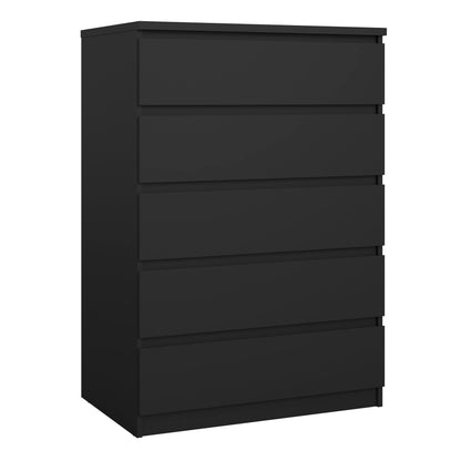 Naia Chest of 5 Drawers in Black Matt
