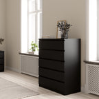 Naia Chest of 5 Drawers in Black Matt