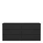 Naia Wide Chest of 6 Drawers (3+3) in Black Matt