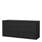 Naia Wide Chest of 6 Drawers (3+3) in Black Matt
