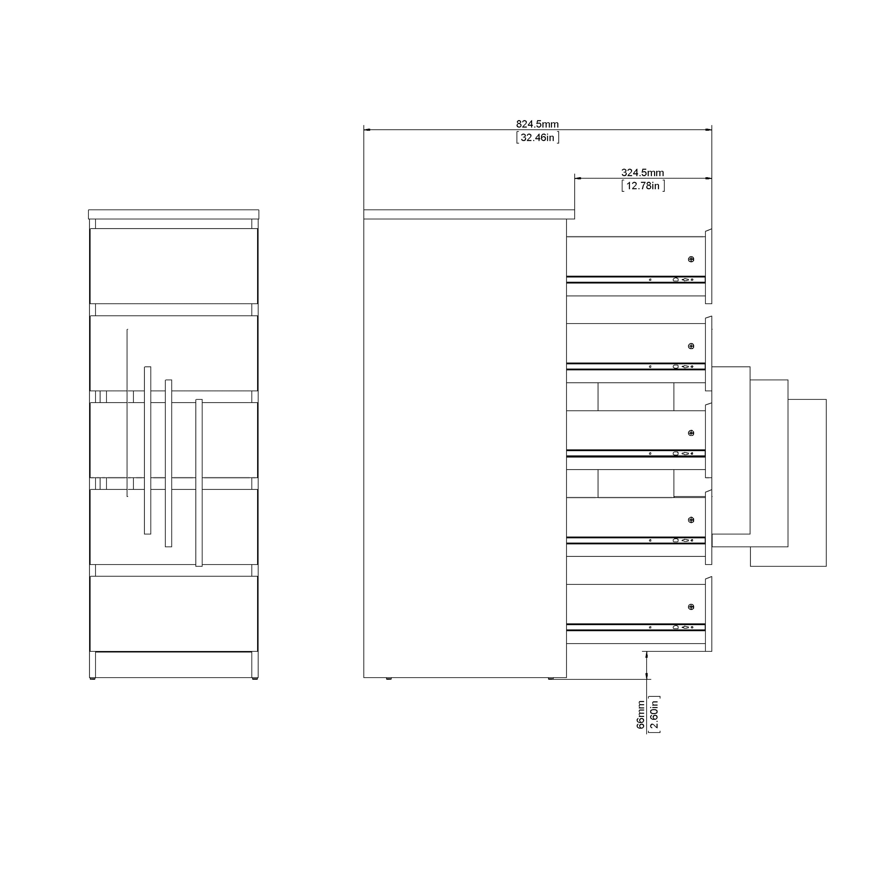 Naia Narrow Chest of 5 Drawers in Black Matt