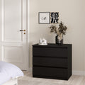 Naia Chest of 3 Drawers in Black Matt