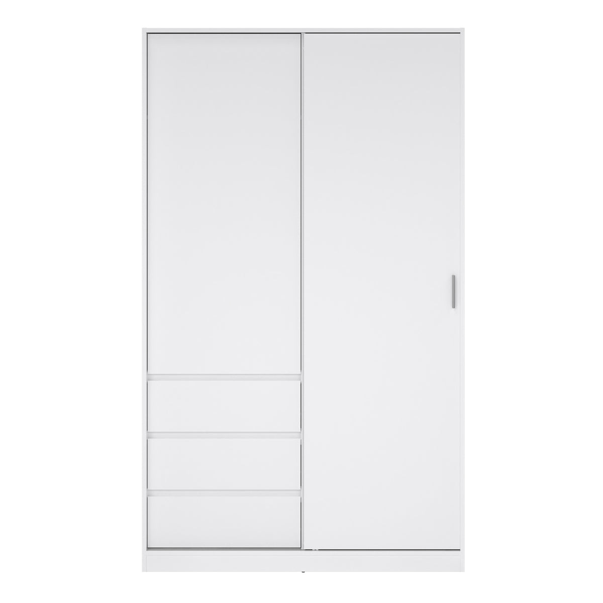 Naia Wardrobe with 1 Sliding Door 1 Door 3 Drawers in White High Gloss