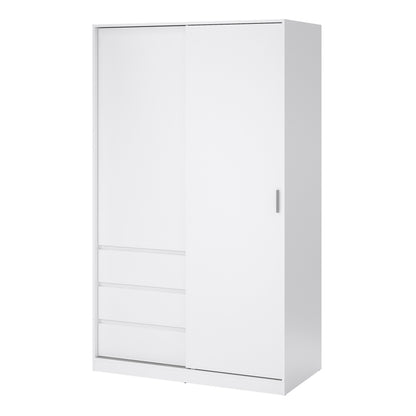 Naia Wardrobe with 1 Sliding Door 1 Door 3 Drawers in White High Gloss