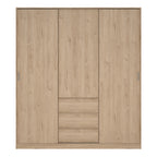 Naia Wardrobe with 2 Sliding Doors 1 Door 3 Drawers in Jackson Hickory Oak