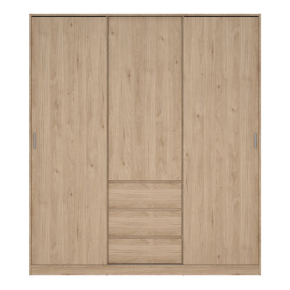 Naia Wardrobe with 2 Sliding Doors 1 Door 3 Drawers in Jackson Hickory Oak