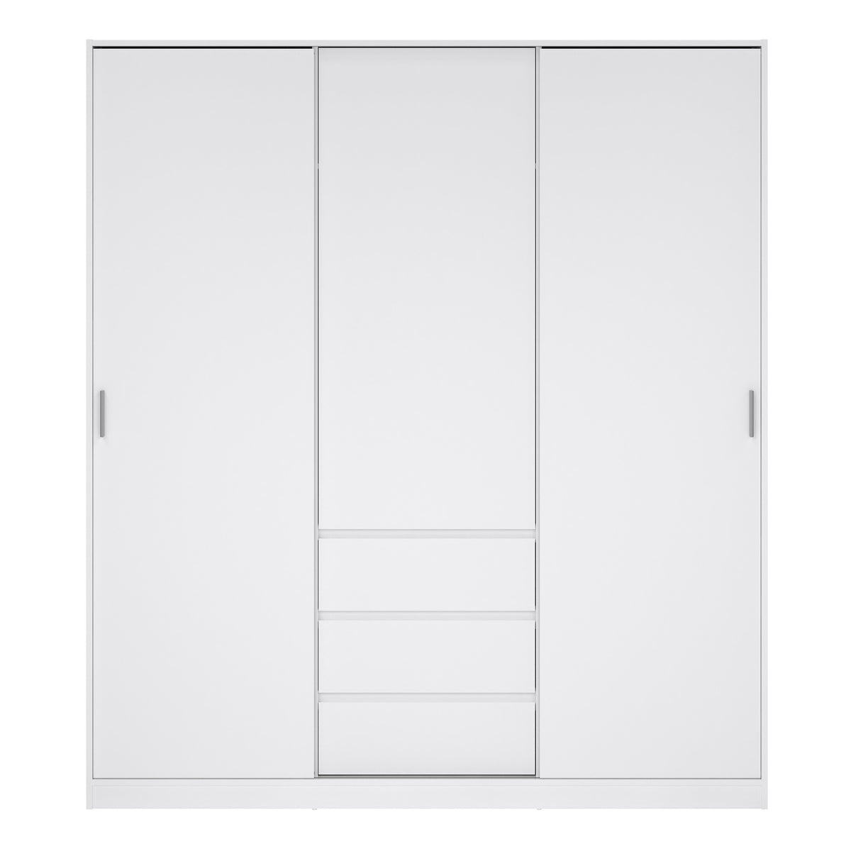 Naia Wardrobe with 2 Sliding Doors 1 Door 3 Drawers in White High Gloss