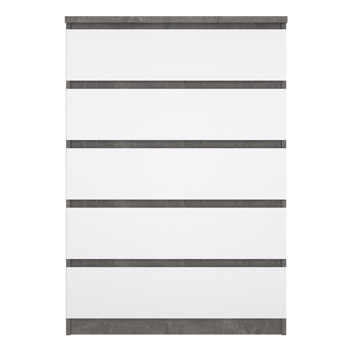 Naia Chest of 5 Drawers in Concrete and White High Gloss