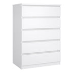 Naia Chest of 5 Drawers in White High Gloss