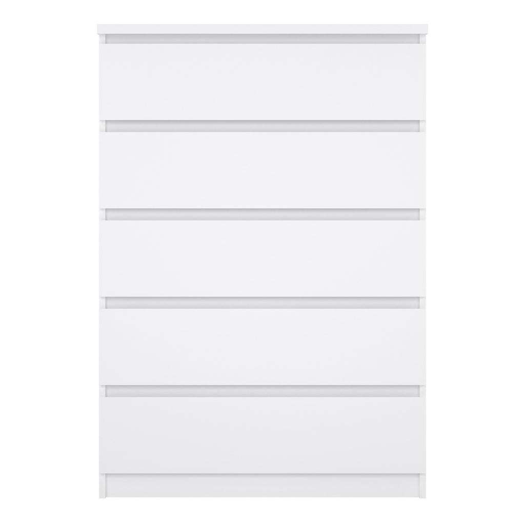 Naia Chest of 5 Drawers in White High Gloss