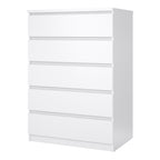 Naia Chest of 5 Drawers in White High Gloss