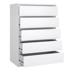 Naia Chest of 5 Drawers in White High Gloss