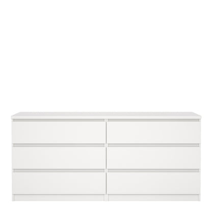 Naia Wide Chest of 6 Drawers (3+3) in White