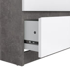 Naia Wide Chest of 6 Drawers (3+3) in Concrete and White High Gloss