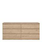 Naia Wide Chest of 6 Drawers (3+3) in Jackson Hickory Oak