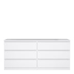 Naia Wide Chest of 6 Drawers (3+3) in White High Gloss