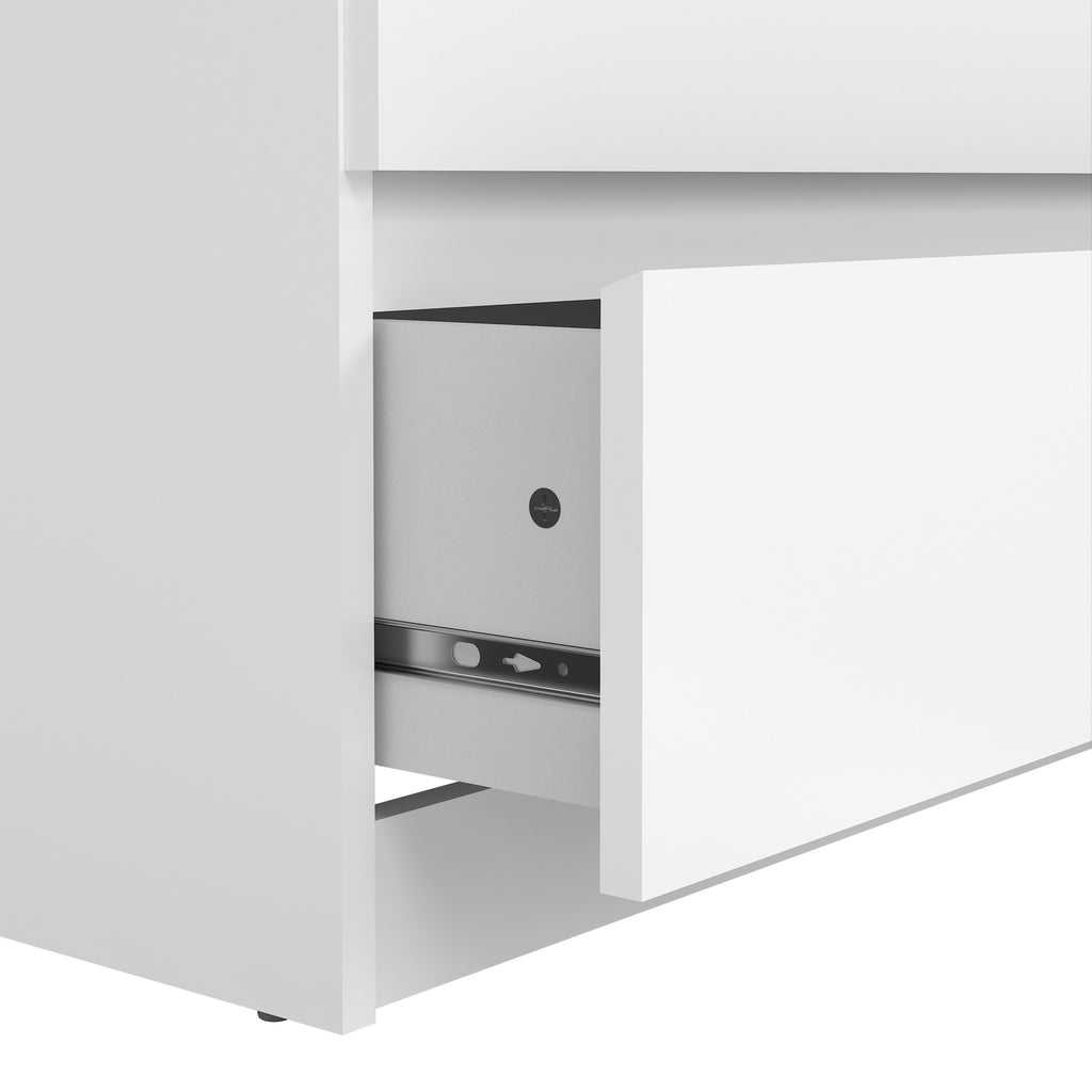 Naia Wide Chest of 6 Drawers (3+3) in White High Gloss