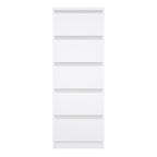 Naia Narrow Chest of 5 Drawers in White High Gloss