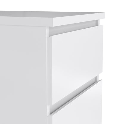 Naia Narrow Chest of 5 Drawers in White High Gloss