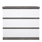 Naia Chest of 3 Drawers in Concrete and White High Gloss