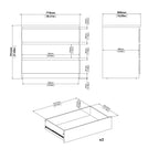Naia Chest of 3 Drawers in Concrete and White High Gloss