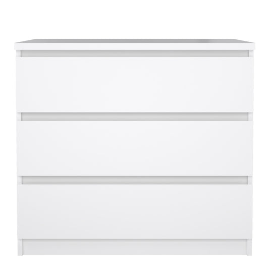 Naia Chest of 3 Drawers in White High Gloss