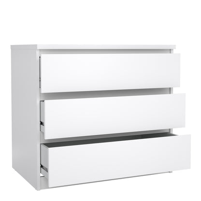Naia Chest of 3 Drawers in White High Gloss