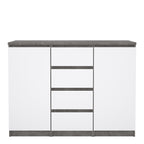 Naia Sideboard 4 Drawers 2 Doors in Concrete and White High Gloss