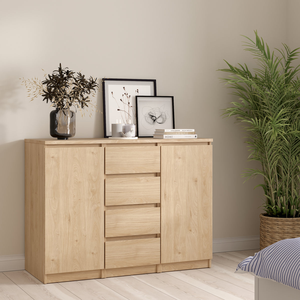 Naia Sideboard  4 Drawers 2 Doors in Jackson Hickory Oak