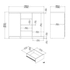Naia Sideboard - 4 Drawers 2 Doors in White High Gloss