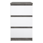 Naia Bedside 3 Drawers in Concrete and White High Gloss