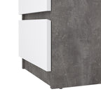 Naia Bedside 3 Drawers in Concrete and White High Gloss