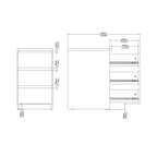 Naia Bedside 3 Drawers in Concrete and White High Gloss