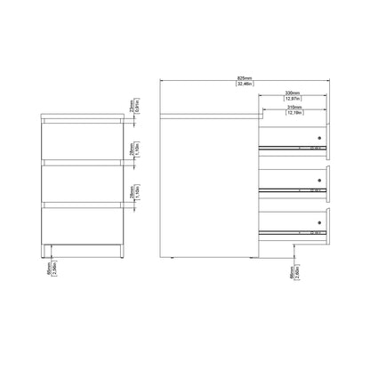 Naia Bedside 3 Drawers in Jackson Hickory Oak