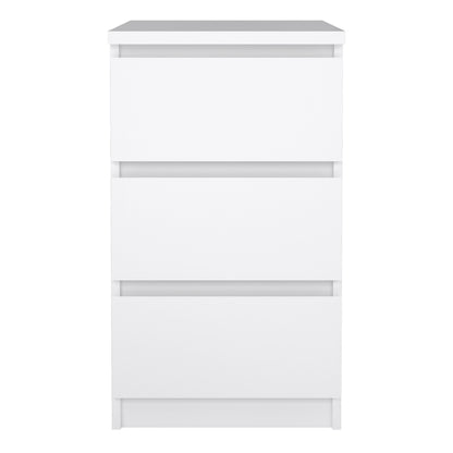 Naia Bedside 3 Drawers in White High Gloss