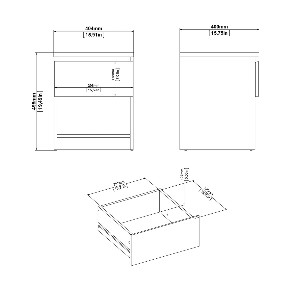 Naia Bedside 1 Drawer 1 Shelf in Jackson Hickory Oak
