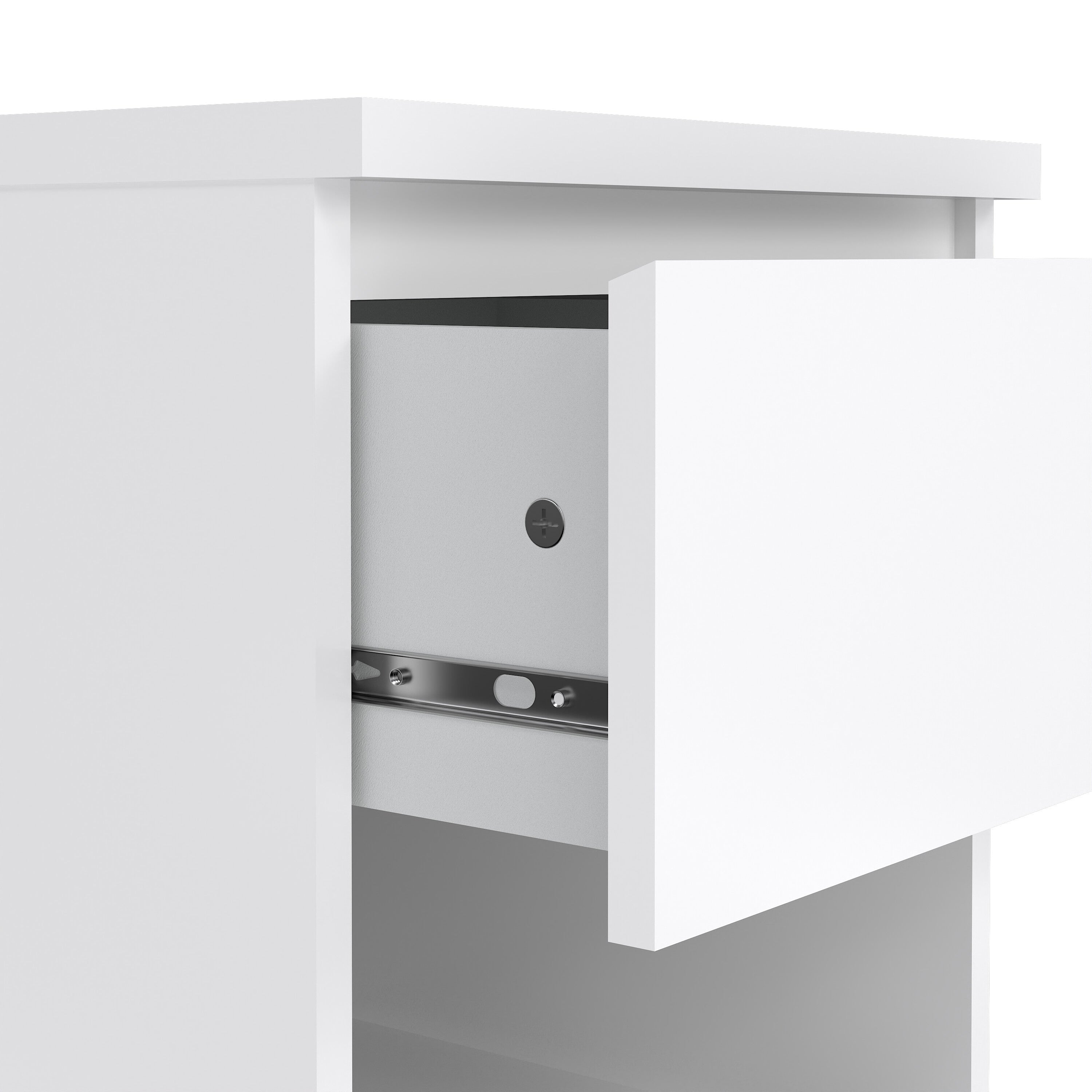 Naia Bedside 1 Drawer 1 Shelf in White High Gloss