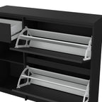 Naia Shoe Cabinet with 2 Flip Down Doors 1 Door and 1 Drawer in Black Matt