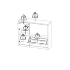 Naia Shoe Cabinet with 2 Flip Down Doors 1 Door and 1 Drawer in Concrete and White High Gloss