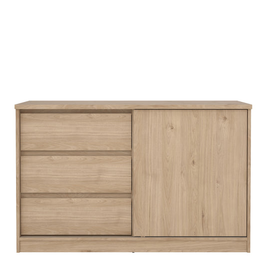 Naia Storage Unit with 1 Sliding Door and 3 Drawers in Jackson Hickory Oak