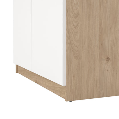 Naia Shoe Cabinet with 4 Doors 1 Drawer in Jackson Hickory Oak and White