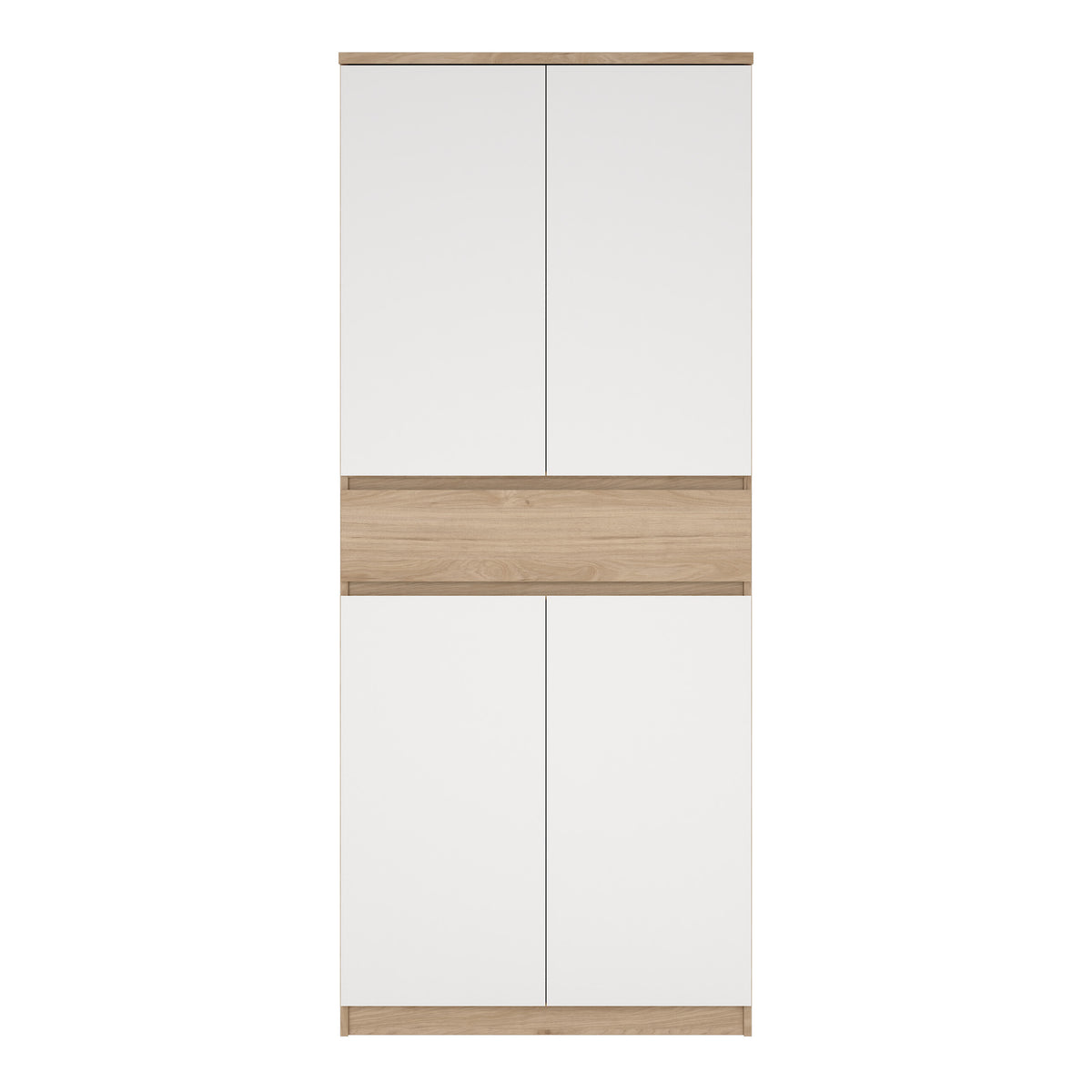 Naia Shoe Cabinet with 4 Doors 1 Drawer in Jackson Hickory Oak and White