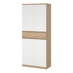 Naia Shoe Cabinet with 4 Doors 1 Drawer in Jackson Hickory Oak and White