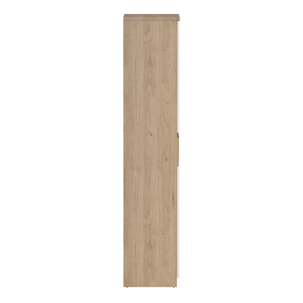 Naia Shoe Cabinet with 4 Doors 1 Drawer in Jackson Hickory Oak and White
