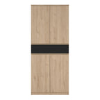 Naia Shoe Cabinet with 4 Doors 1 Drawer in Jackson Hickory Oak and Black