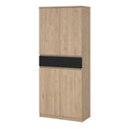 Naia Shoe Cabinet with 4 Doors 1 Drawer in Jackson Hickory Oak and Black