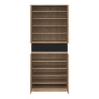Naia Shoe Cabinet with 4 Doors 1 Drawer in Jackson Hickory Oak and Black