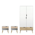 Oakley 3 Piece Bedroom Set White & Oak