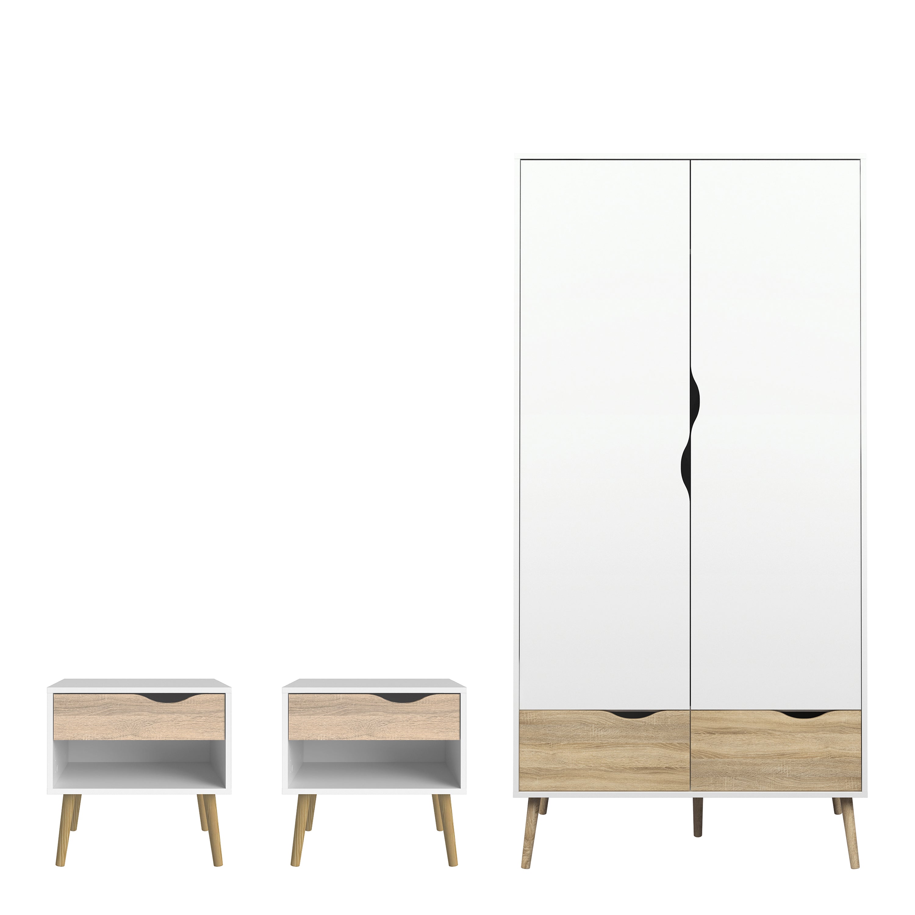 Oakley 3 Piece Bedroom Set White & Oak